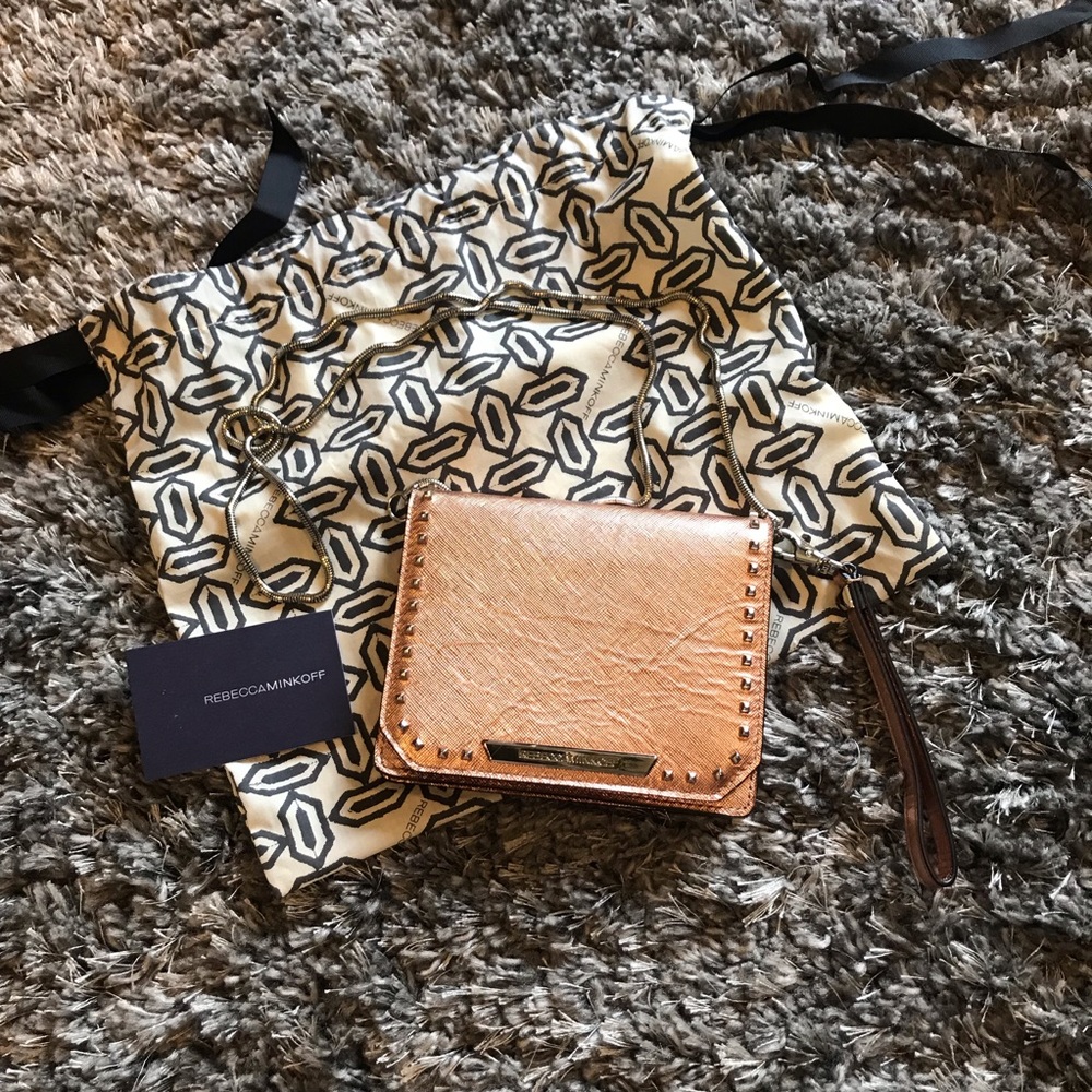 Rebecca Minkoff Rose Gold Leather Wristlet